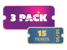 Load image into Gallery viewer, Three (3) Single Lottery Ticket plus 15 Dream 50/50 Tickets for $300
